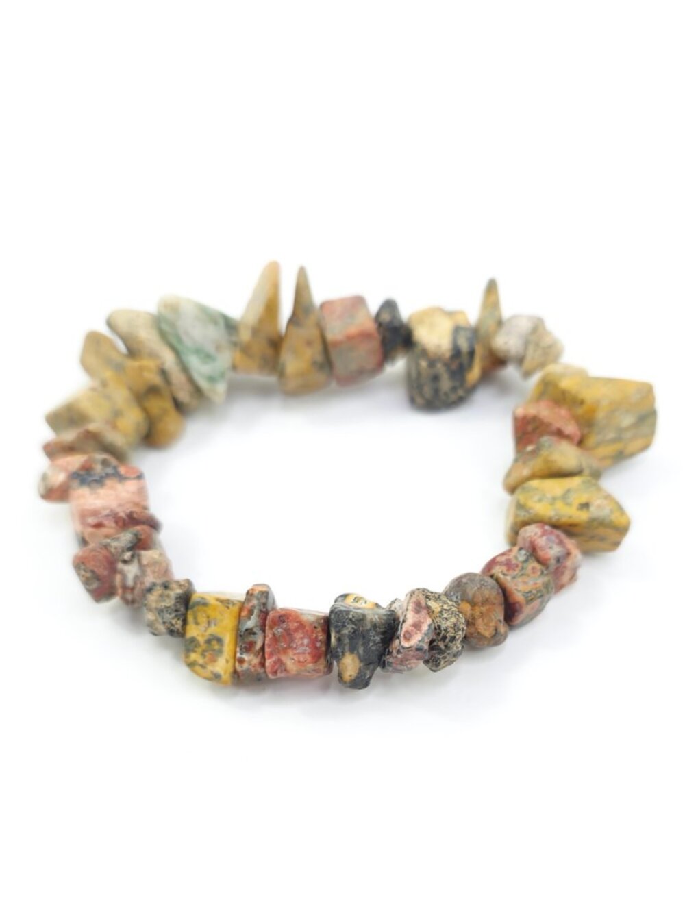 Woman's Colorful Earth Tone Chip Bead Elastic Bracelet